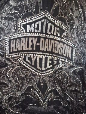 Harley-Davidson Black & Silver Rhinestone Shield Graphic